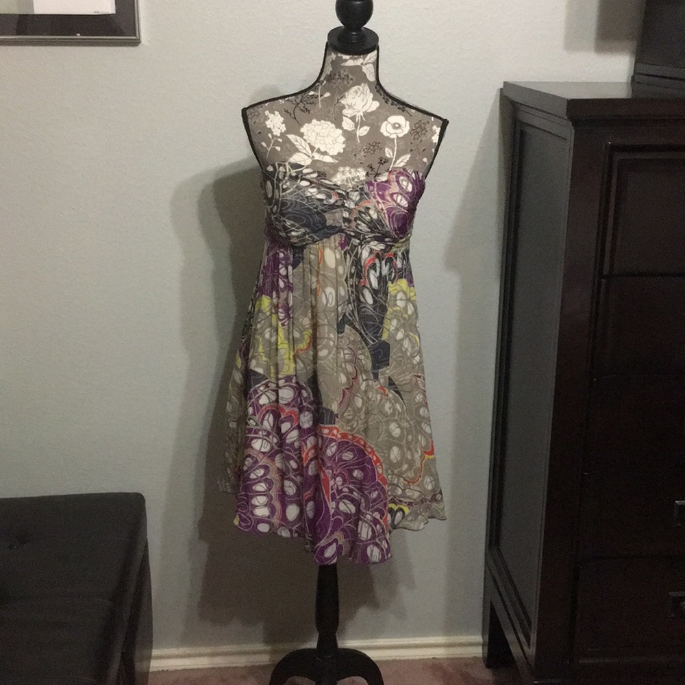 Express Multi-Colored Chiffon Strapless Dress. - image 1